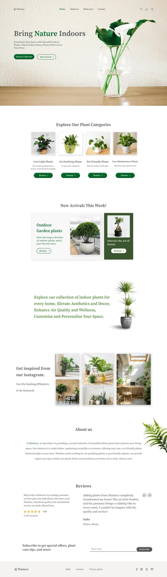 Full-length Plantera landing page