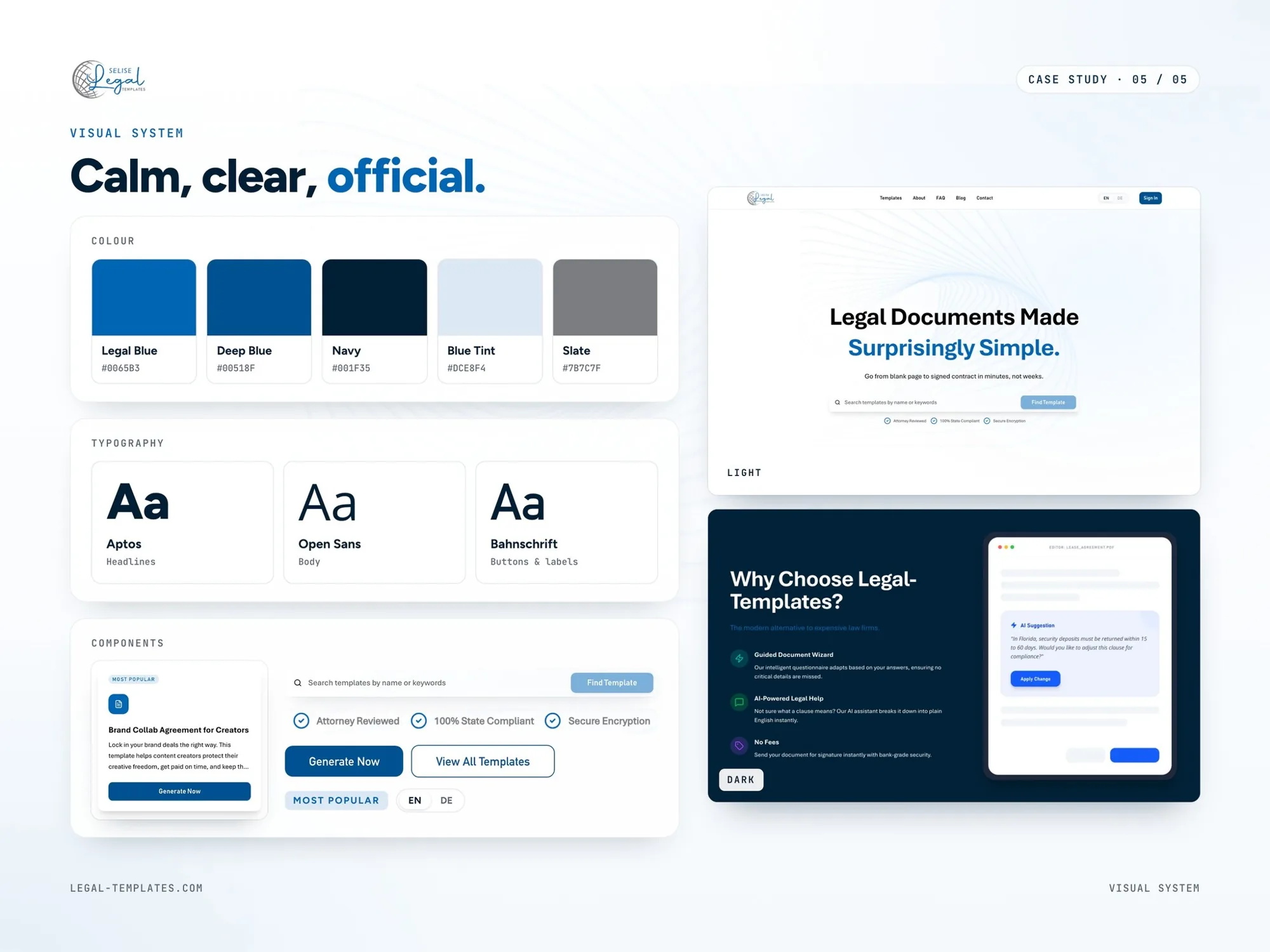 Visual system: colours, typography and components